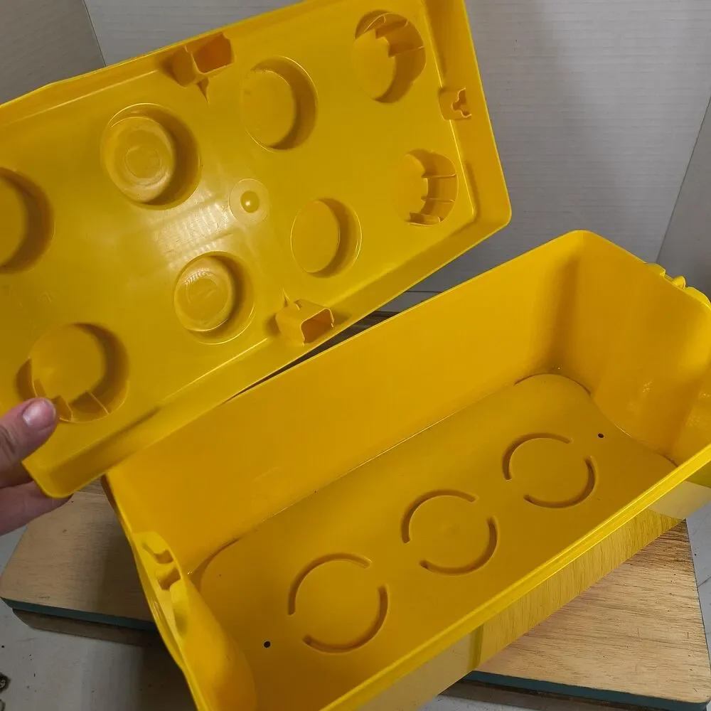 LEGO Storage Brick Container Yellow 8 Stud Hard Plastic LEGOS 6 inch lot of 3